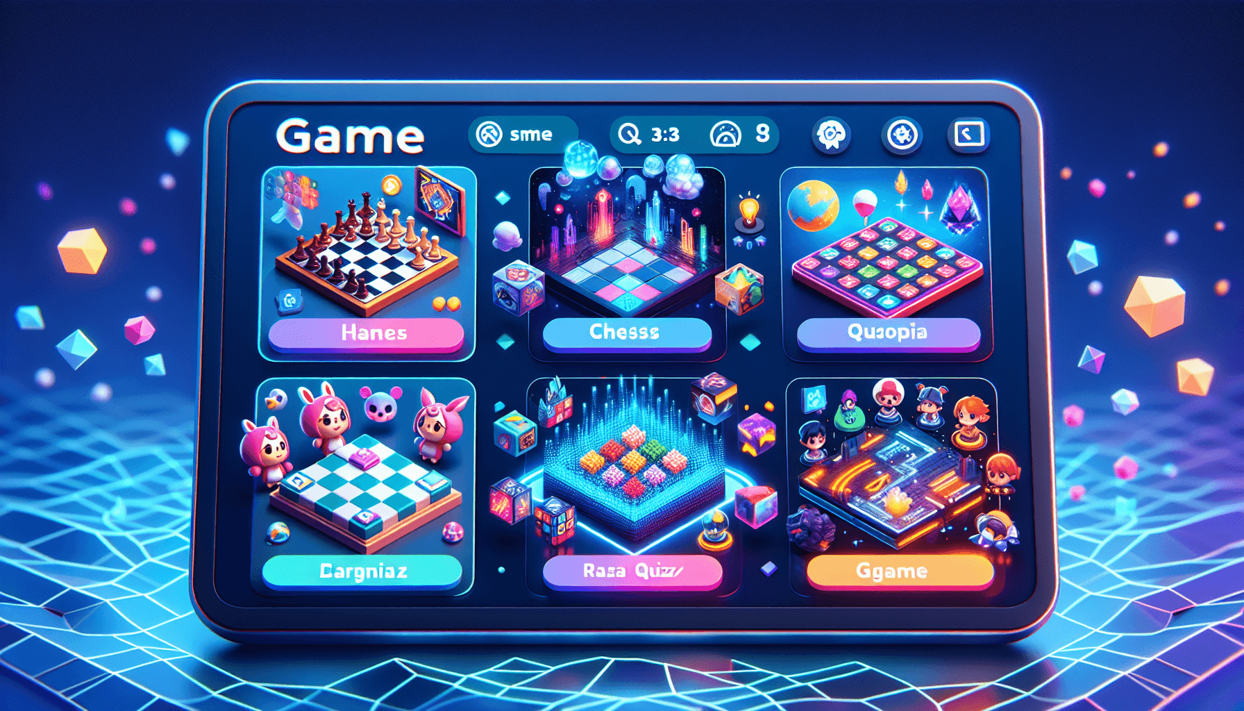 In-game menu with mini-games